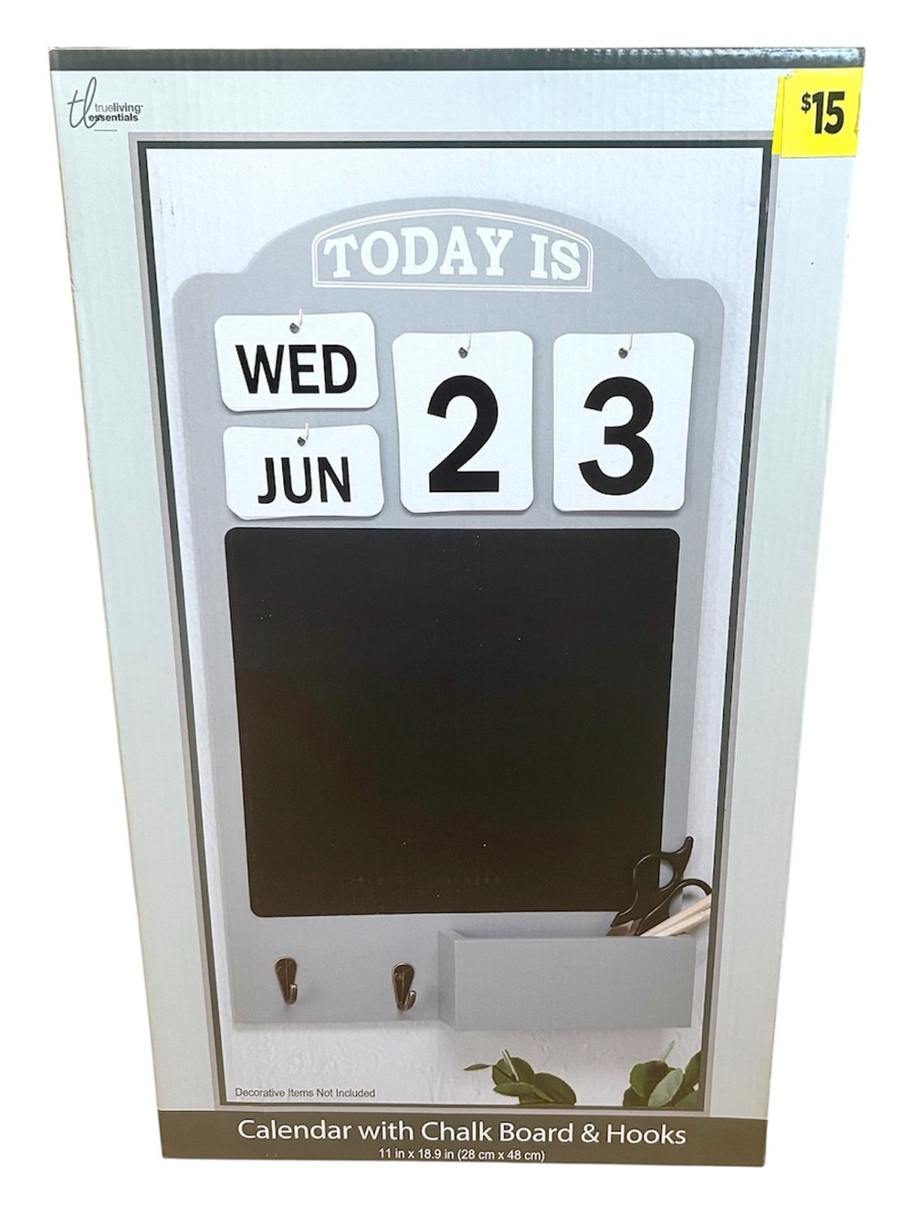NEW Wall Calendar with Chalkboard/Message Board & Hooks True Living